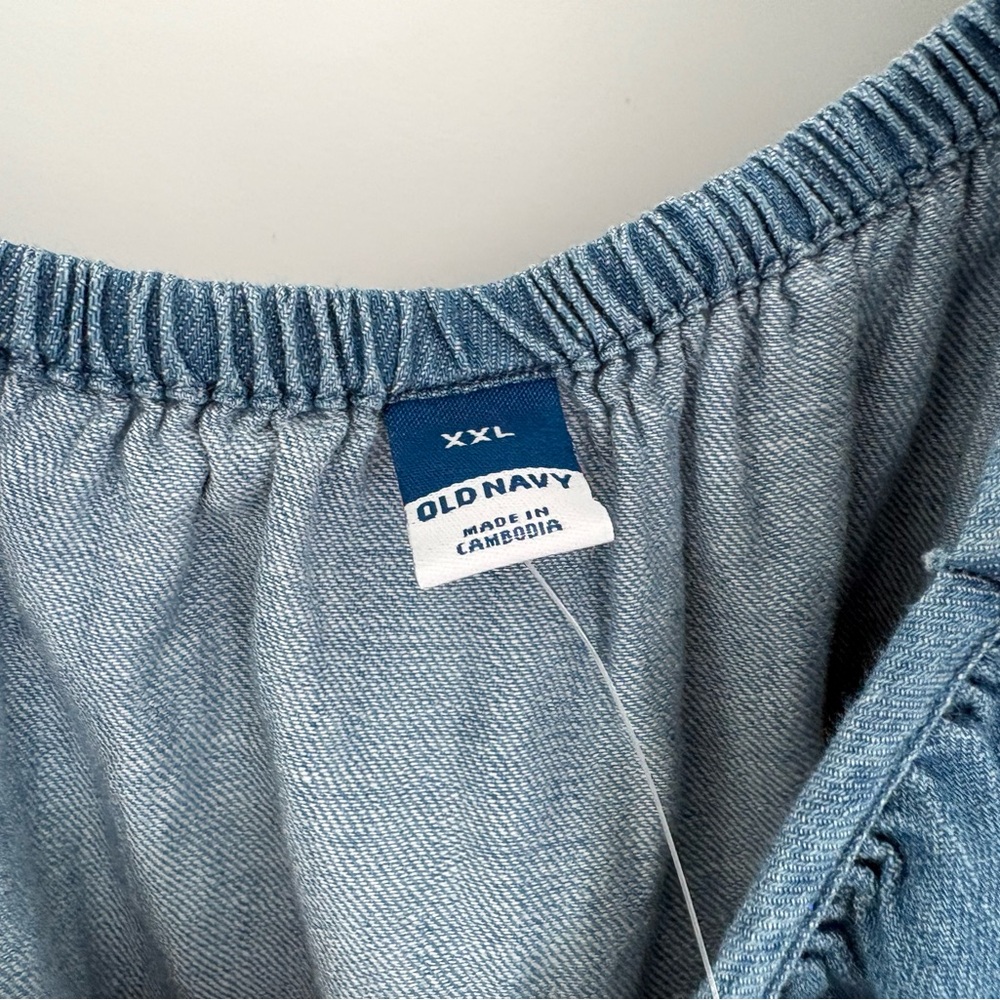 NWT Old Navy Cotton Chambray Boxy Flutter Sleeve Top XXL - Picture 6 of 8